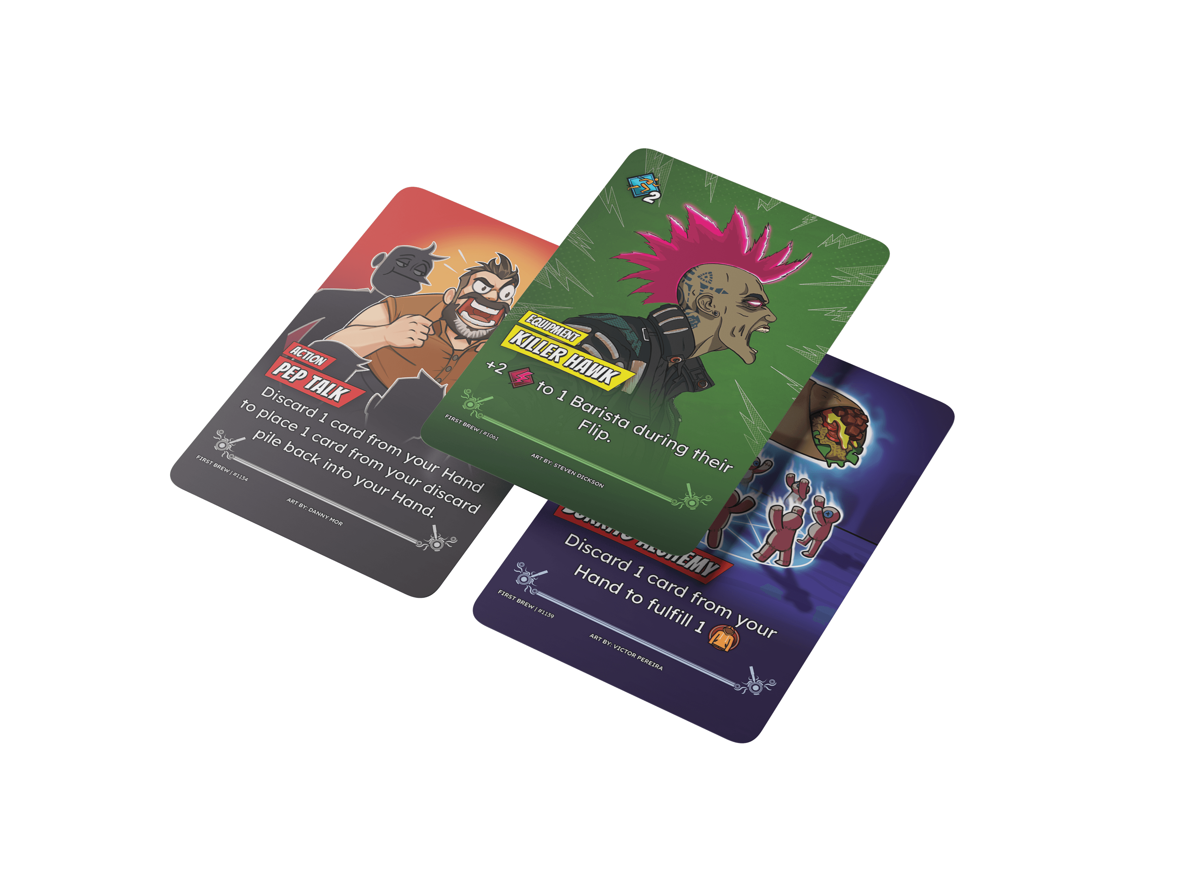 A stack of Barista Brawl cards