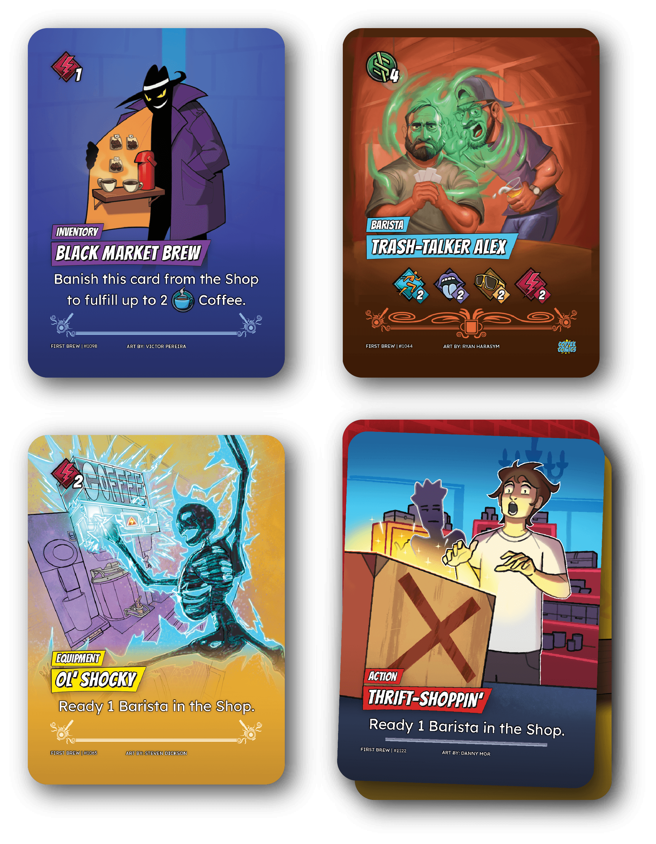 Four Barista Brawl cards