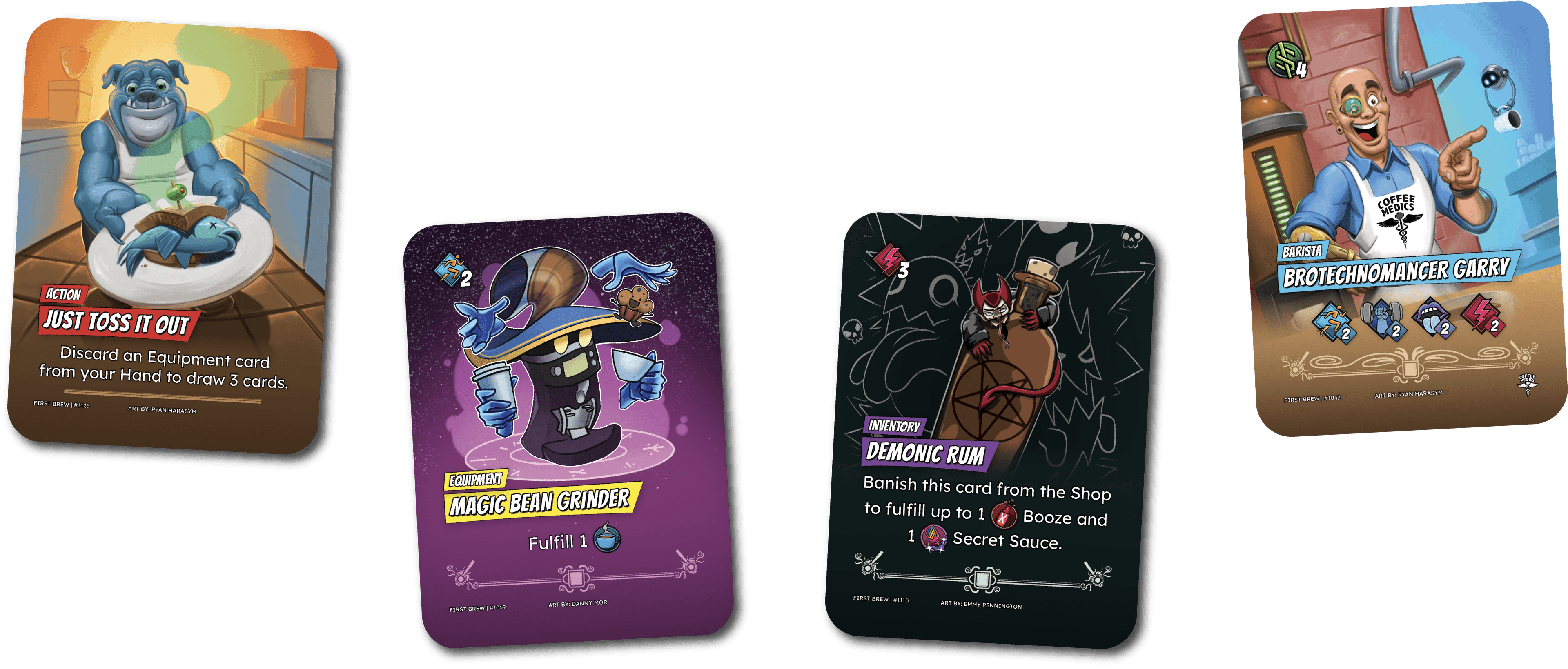 An arc of Barista Brawl cards